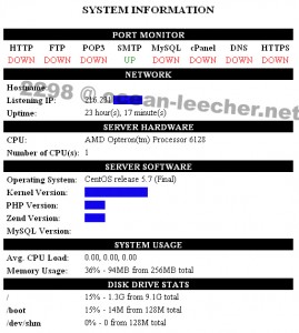 FST Servers System Information
