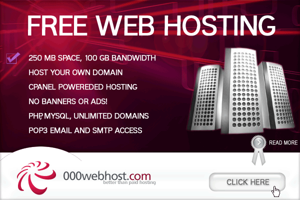 000webhost free web hosting service banner